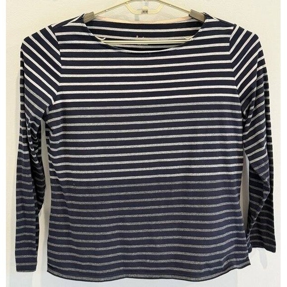 Boden Tops - Boden Breton Striped Long‎ Sleeve Cotton Shirt Black Gray Size 14